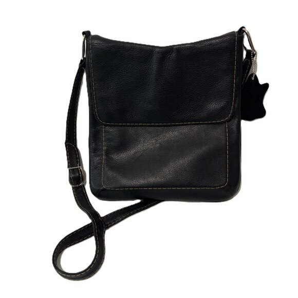 Concepts Canada Full Grain Leather Crossbody Bag –Black Pebbled– Made in Canada - Picture 1 of 16